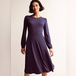 Boden Red and Navy Polka Dot Camille Midi Dress. Size 4R